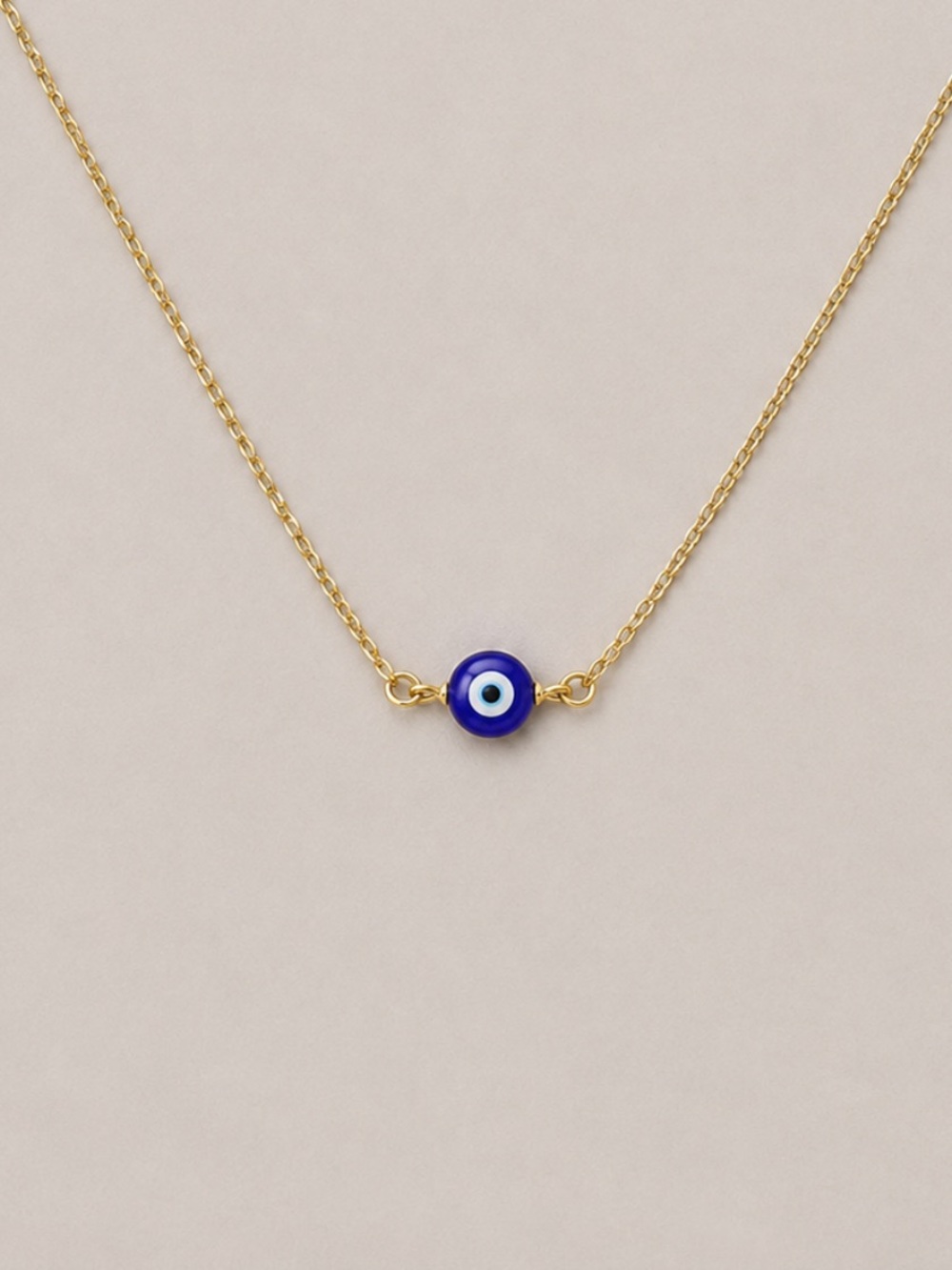 New! 14K Gold Plated Petite Blue Evil Eye Necklace 5050